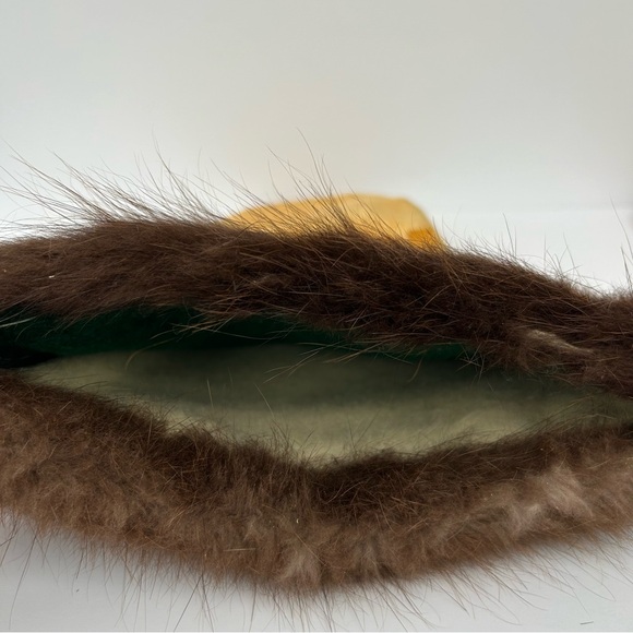 Vintage Native American Beaded Floral Pattern Leather Buckskin Gauntlet Mittens - Picture 5 of 5